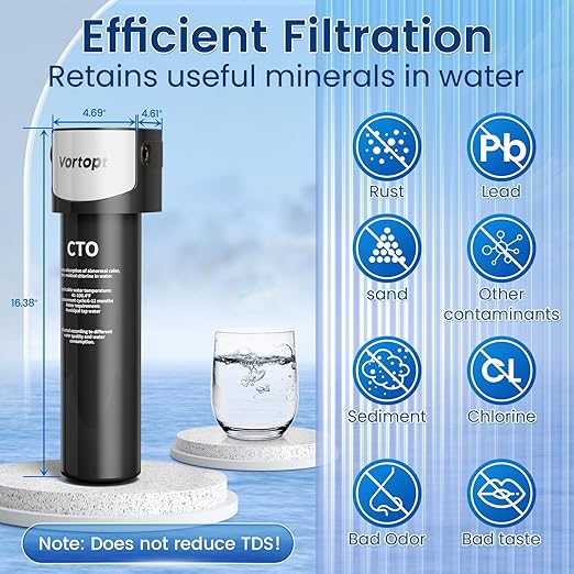 Under Sink Water Filter System,NSF/ANSI 42 Certified Water Purifier,28000 Galloons Large Flow Flux,Reduces PFOA/PFOS,Chlorine,Bad Odors,Direct Connect to Kitchen Faucet (Black-Q5-C2-28000GAL)