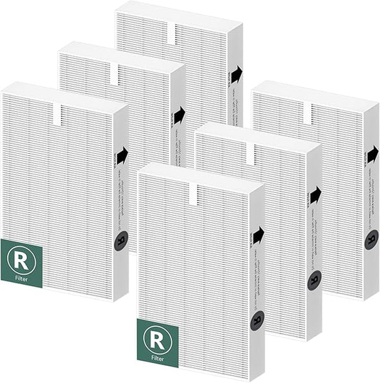 Air Purifier HEPA Filter R Replacement for Honeywell Air Purifier HPA100/200/300 and 5000 Series, Funmit 6 Pack True HEPA Filter Compatible with Honeywell R Filter (HRF-R3 & HRF-R2 & HRF-R1)