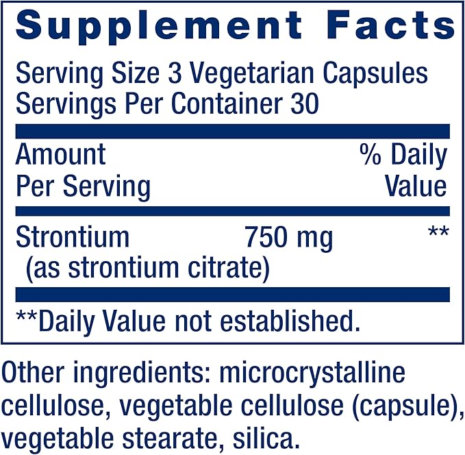Life Extension Strontium Caps, Trace Mineral for Advanced Bone Health Support, Gluten Free, Non-GMO, Vegetarian, 90 Capsules
