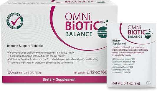 Balance Probiotic Immune Support - Bifidobacterium & Lactobacillus - Hypoallergenic - Immune Booster Supplement for Men and Women - Non-GMO (28 Daily Packets)