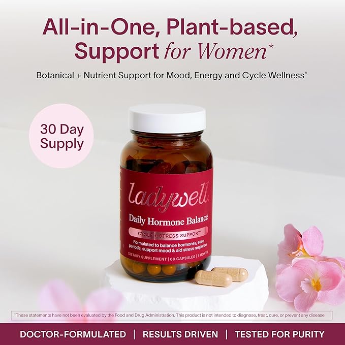 Daily Hormone Balance Capsules - Targeted Women's Health Supplement - Adaptogens, Vitamins, Functional Mushrooms, Amino Acids - Science-Backed, Plant-Based, Naturally-Effective - 60 Capsules