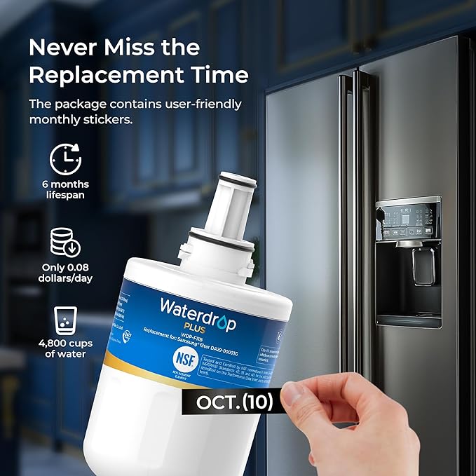 Waterdrop Plus DA29-00003G NSF 401 Refrigerator Water Filter, Replacement for Samsung DA29-00003B, DA29-00003A, Aqua-Pure Plus, HAFCU1, RFG237AARS, RS22HDHPNSR, 3 Filters (Package May Vary)