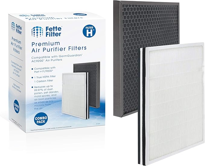 Fette Filter - FLT9200 Air Purifier Filter H and Carbon Combo Pack Compatible with FLT9200 for AC9200 AC9200WCA Air Purifier 1 True HEPA & 1 Carbon Filter Included.