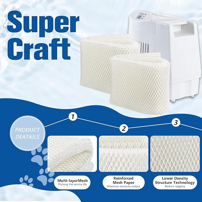 Funmit MAF2 Humidifier Wick Filter (2 Pack) Replacement Compatible with Essick Air AIRCare MoistAIR MA0800, MA0600, MA0601 and Kenmore 15408, 17006, 29706, 29988 Series Humidifiers