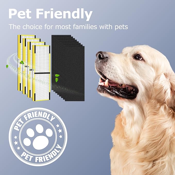 Improvedhand FLT4825 HEPA Filter B Replacement Compatible with G-Guardian Air Purifiers AC4825 AC4825E AC4300 AC4800 AC4900 AC4850,4 True HEPA Filters+8 Carbon Pre-Filters