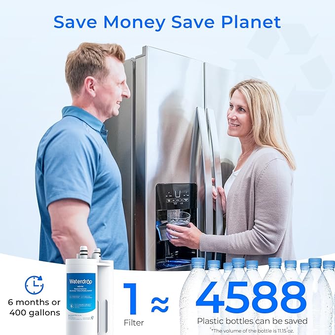 Waterdrop Replacement for EWF01®, FC-300, FC300, EFF-6018A, 241988703 Refrigerator Water Filter, 3 Filters (Package May Vary)