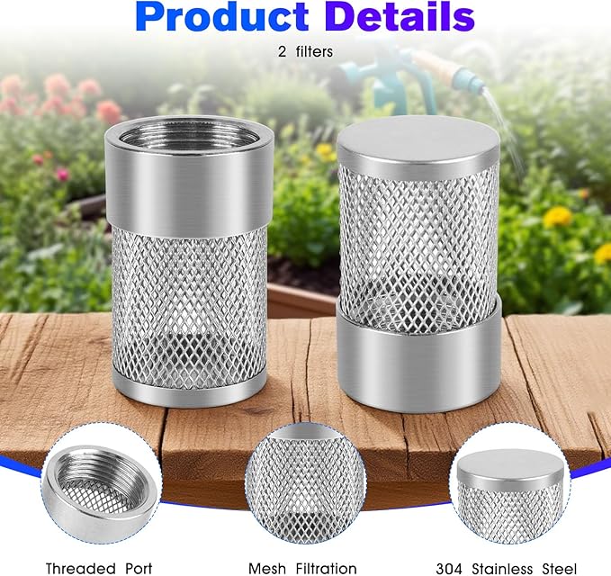 Garden Hose Strainer - 25MM Inlet Suction Strainer Mesh Filter Compatible with Livewell Pump Hose Water Filter for Irrigation Garden High Pressure Washer - 2 Pack