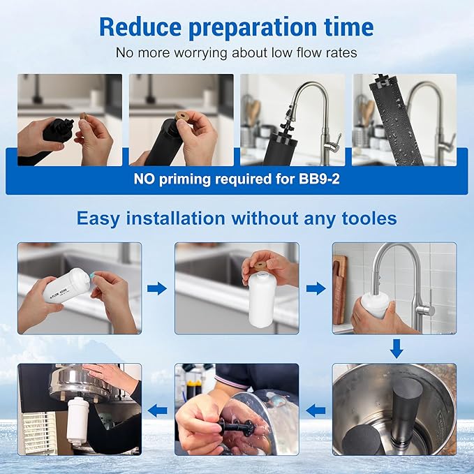 Gravity Water Filters for Berkey Water Filter Replacement, Replacement for BB9-2® Black Filter & for PF-2® Fluoride Filters Combo Packs, Compatible with Berkey® Gravity Water Filter System, (NSF 42)