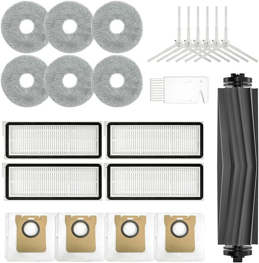 22 Pcs Accessories Kit for Dreame L10 Ultra/L10s Ultra/L10s Pro/L10s Pro Gen 2/L10 Prime/Xiaomi X10+/X20+ Vacuum Robot, 1 Main Brush, 4 Filters, 6 SideBrushes, 4Dust Bags, 6Mop Pads, 1Cleaning Brush