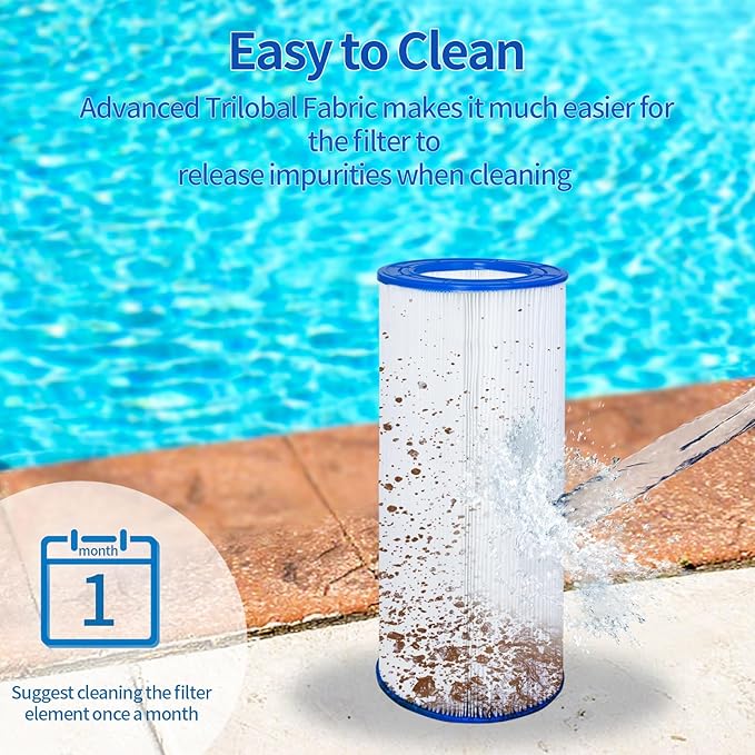 1 Pack PLF100A Pool Filters Provides Clean Water Filtration, Replaces for Pentair CC100, CCRP100, PAP100, PAP100-4, Unicel C-9410, R173215, Filbur FC-0686, L xOD:23 5/8" x10 1/16", 100 Sq.Ft