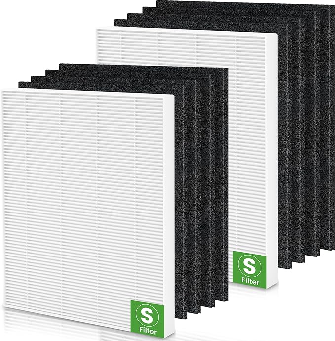 C545 True HEPA Replacement Filter S Compatible with Winix C545 Air Purifier, Part number 1712-0096-00 and 2522-0058-00, 2 x True HEPA Filter + 8 x Activated Carbon Pre-Filter
