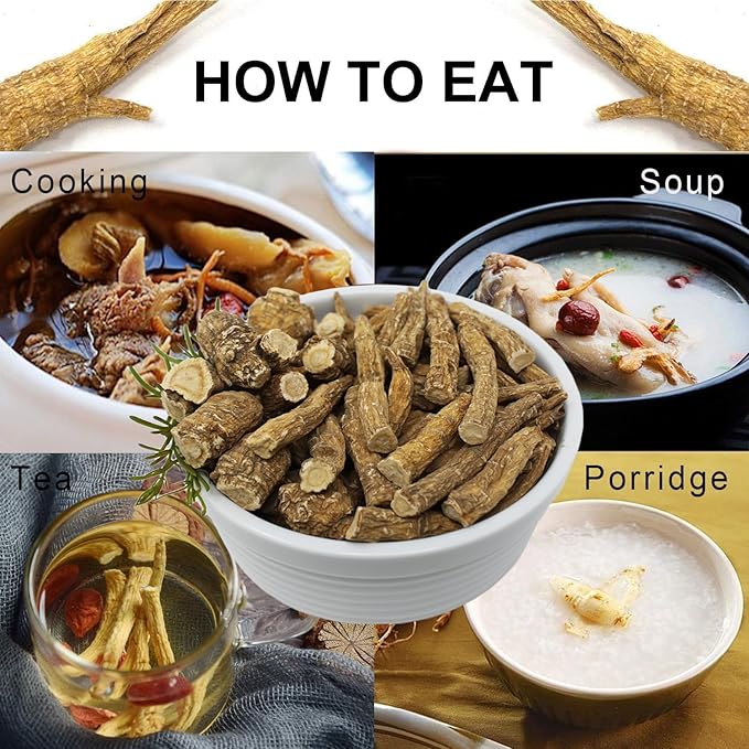 Wisconsin American Ginseng, American Wisconsin Ginsengss Slices Root 西洋参/花旗参 Energy for Men & Women Ginseng in Soup, Tea Smoothies Large Root 4 Ounce Box