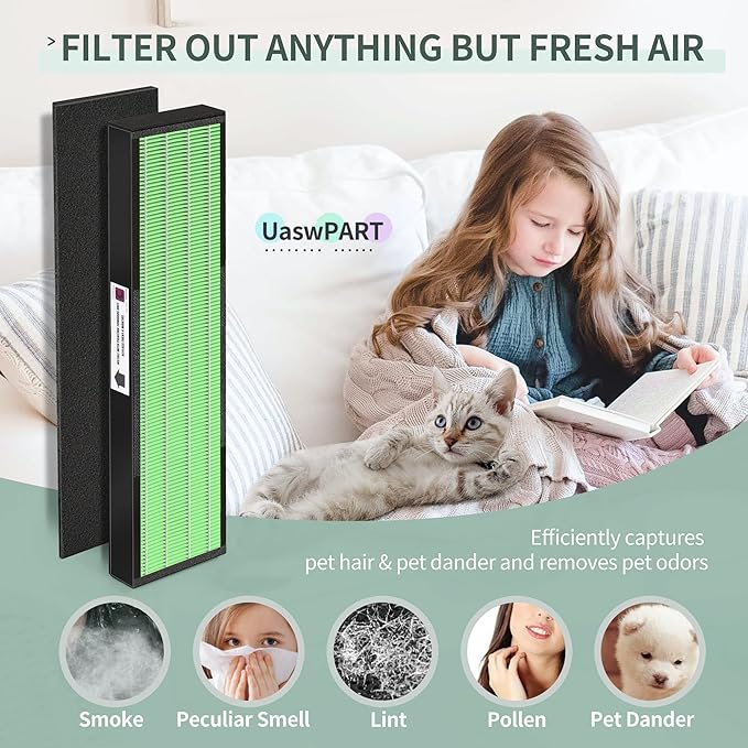 [Upgraded] FLT5000 Filter C Replacement Compatible with Guardian FLT5000 Filter Replace AC5000E AC5250PT AC5300B AC5350B AC5350W CDAP5500BCA and More, 4X H13 HEPA with Carb0n+4X Pre-Filters