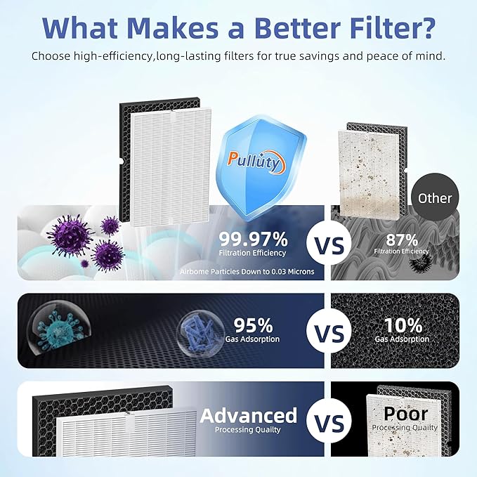 116130 HEPA Replacement Filter H for Winix 5500-2 Am80 Plasmawave Air Purifier,H13 True HEPA High-Efficiency Activated Carbon Filter,2 Combon Set