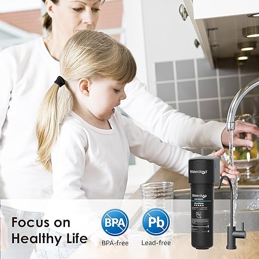 Waterdrop 10UB-B Under Sink Water Filter, Reduces PFAS, PFOA/PFOS, Lead, Chlorine, Bad Taste, NSF/ANSI 42 Certified, 11K Gallons, Easy Installation, Black Faucet