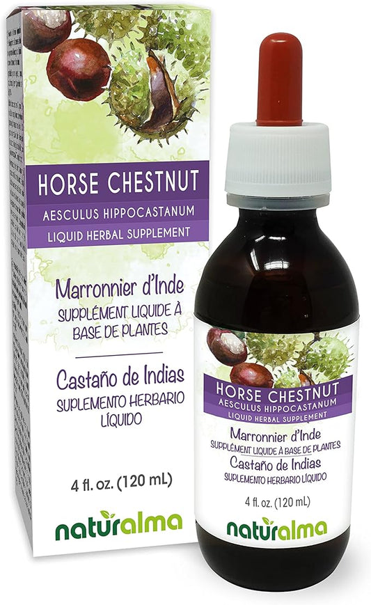 Naturalma Horse Chestnut (Aesculus hippocastanum) Seed Alcohol-Free Tincture - 4 fl oz Liquid Extract in Drops - Herbal Supplement - Vegan