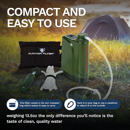 Survivor Filter PRO X - Electric Portable Camping Water Filter - Filters Bacteria, Parasite, Viral