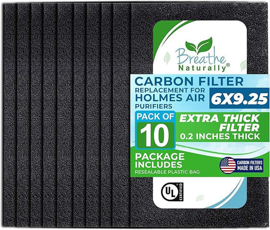 Breathe Naturally - Hapf600 HEPA Carbon Filter Replacement for Holmes Air Purifiers - High Efficiency Carbon Air Cleaner Filters - Compatible with Holmes HAPF600 Series - (10 Pack Carbon Filter C)