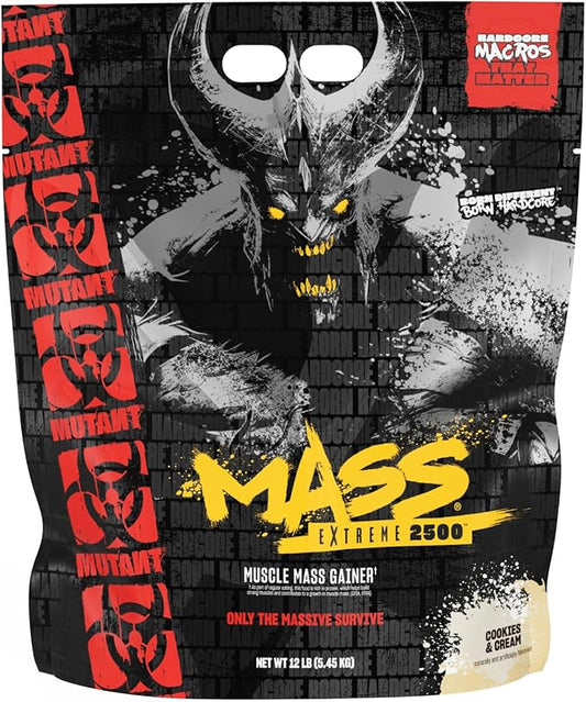 Mutant Mass Extreme Gainer – Whey Protein Powder – Build Muscle Size and Strength – High Density Clean Calories (Cookies and Cream, 12 lbs)
