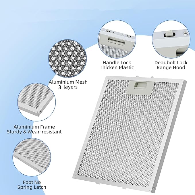 2pcs 12.63X10.23inchs Range Hood Filter Grease Filter Extractor Ventilation Aluminium Aspirator filter Mesh 320x260x9mm