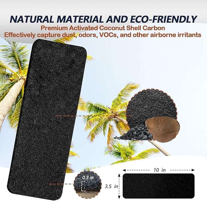 Ceiling Fan Filters for Blades, 15Pcs Activated Coconut Shell Carbon Ceiling Fan Air Purifier Pads, Easily Sticks Unscented Air Filters for Common Household Contaminants