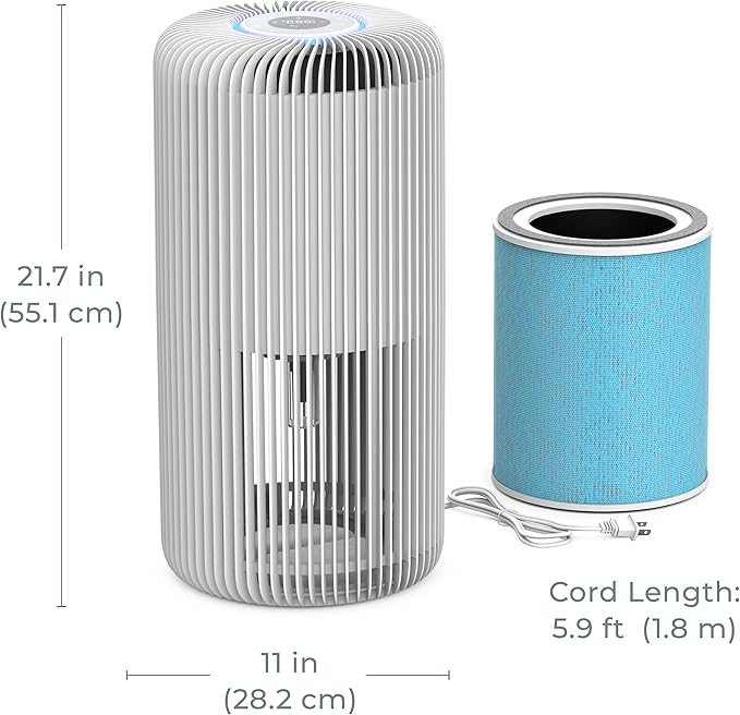 Pure Enrichment PureZone Turbo Smart Air Purifier for Large Rooms (1050 sq. ft. in 30 min.) - Energy Star Rated, 5 Stage Filtration, Smartphone Compatible, Traps Germs, Smoke, & Dust (White)