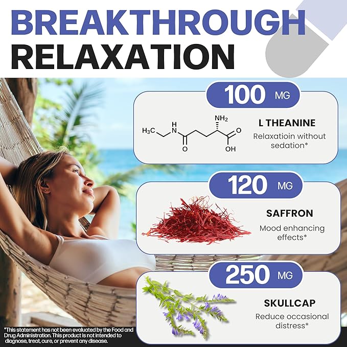 Life Happns Chillax, Calm Support Supplement, L Theanine, Magnesium, GABA and Saffron Supplements for Relaxation, Natural Mood Health Support for Adults, Calming and Relaxing, 60 Capsules