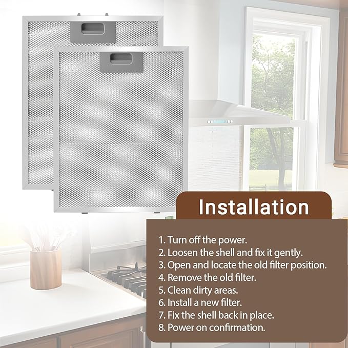 2Pcs Universal 12-5/9" x 10-1/5" Range Hood Charcoal Filter
