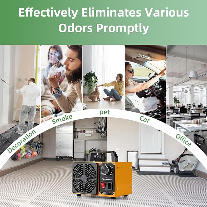 HHGM 98,000mg/h Dual-Fan Ozone Machine Generator High Capacity Ozone Odor Eliminator Odor Removal Air Purifier Ionizer & Deodorizer for Car, Home, Smoke, Pets, Industrial, Basement, Commercial