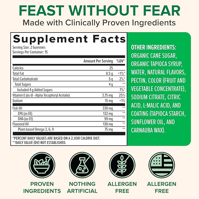 Zenwise Health Omega 3 Gummy Supplement - Burpless Omega 3 Supplement with DHA & EPA Fatty Acids for Immune Health - Sustainably Sourced Fish Oil, Flaxseed Oil & Vitamin E - 30 Gummies