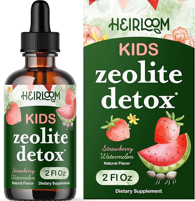 Zeolite Detox for Kids, Gentle Daily Cleanse with Clinoptilolite Zeolite, Methyl B12, Vitamins C & D3, Heavy Metal Tested, Dye-Free, Mom-Owned Small Business, 2 Fl Oz Drops