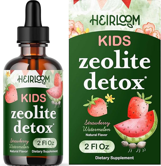 Zeolite Detox for Kids, Gentle Daily Cleanse with Clinoptilolite Zeolite, Methyl B12, Vitamins C & D3, Heavy Metal Tested, Dye-Free, Mom-Owned Small Business, 2 Fl Oz Drops