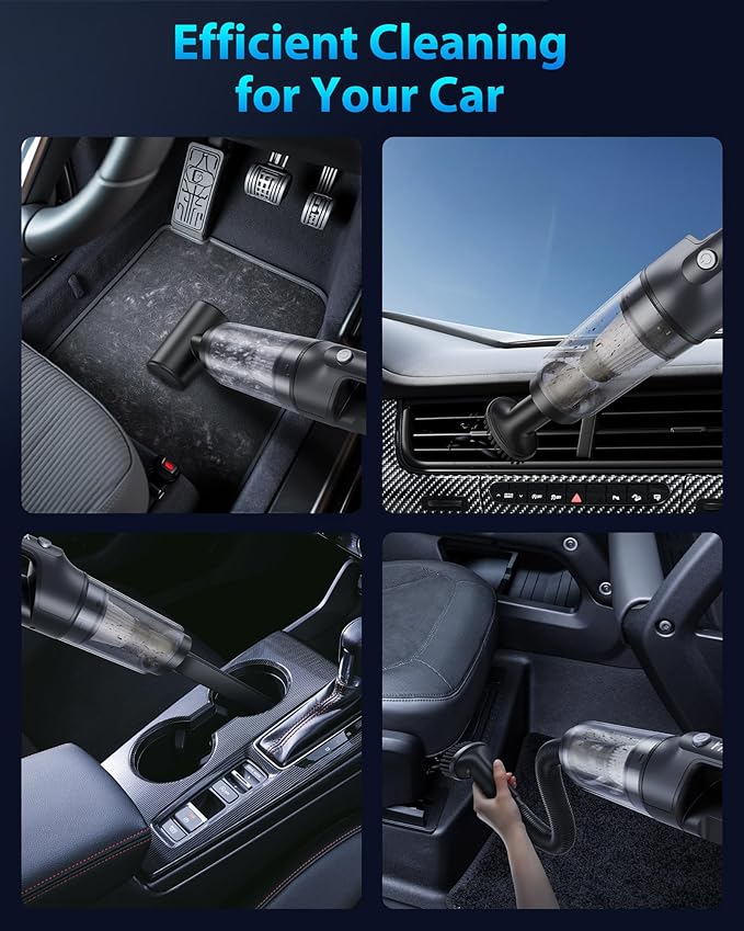 Handheld Vacuum Cordless 1.1 Pounds Car Vac 10000PA Hand Held Vacuums 4-in-1 Hand Vac Cordless Rechargeable HEPA Filter Large Capacity Dust Cup for Car Office Home Pets Hair (Space Gray)