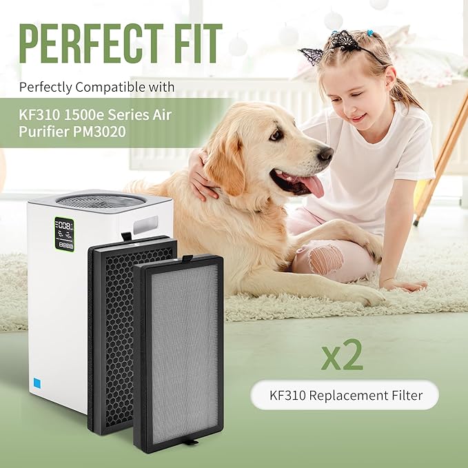 KF310 Replacement Filter Compatible with Kenmore Air Puri-fier Model PM3020, for KF310 1500e Series Air Replacement True HEPA Filter, Compare to Part# KF310, 2-Pack
