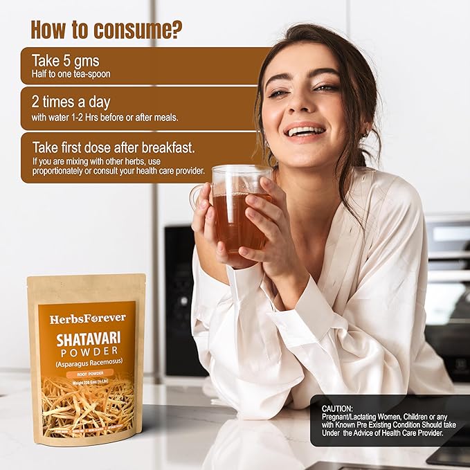 Shatavari Powder Asparagus Racemosus Lactation Support Herb Non GMO, Vegan 230 GMS