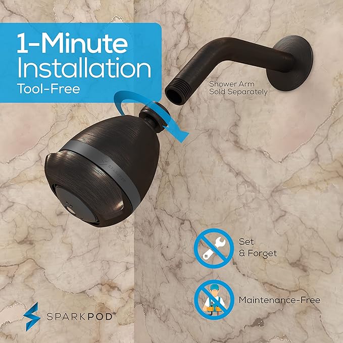 SparkPod 3-Inch Extreme High Pressure Shower Heads - Pressure Boosting with Rain, Massage & Pulsating Mode, Powerful Water-Saving Showerhead - 2.5 GPM Fixed Shower Head (Vintage Oil-Rubbed Bronze)
