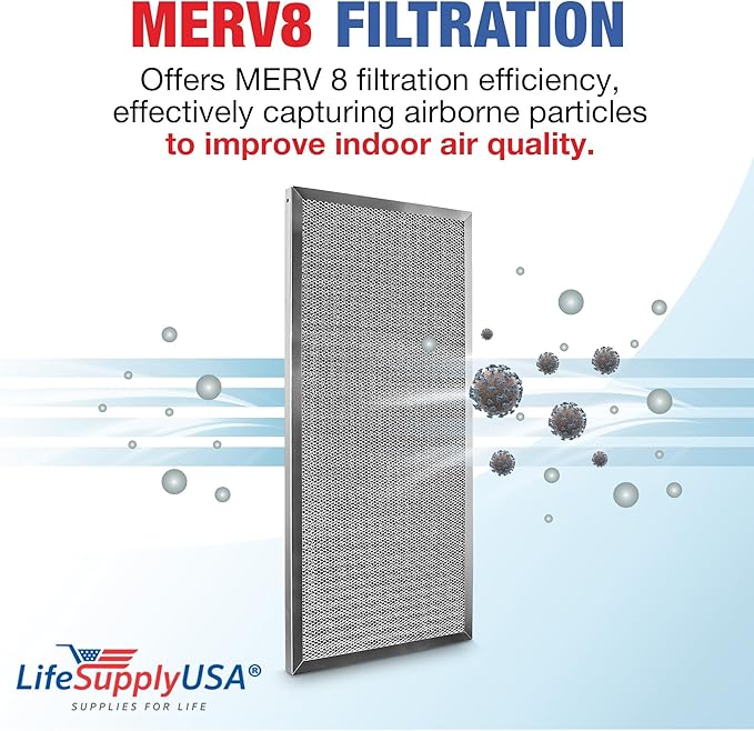 14x30x1 Electrostatic Air Filter, MERV 8, Washable, Reusable Furnace AC/HVAC Filter, Energy Saving, Easy to Clean, Long-Lasting by LifeSupplyUSA