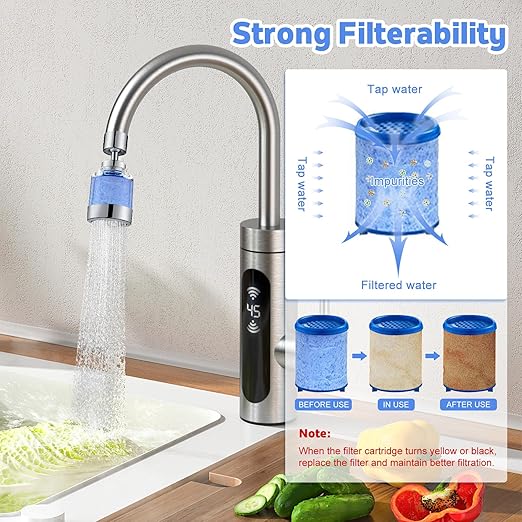 2 Pack Sink Water Filter Faucet, Universal 360 ° Rotating Kitchen Faucet Water Purifier, Bathroom Faucet Filter Removes Chlorine Fluoride Heavy Metals Hard Water for Home Kitchen & Bathroom