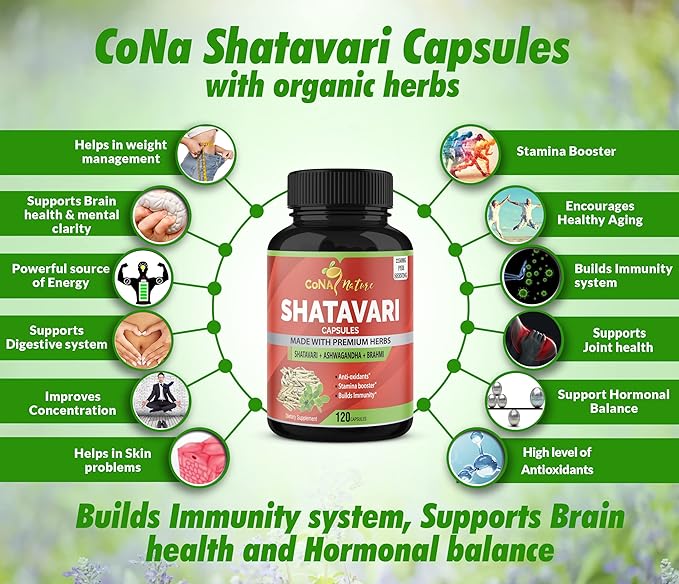 Organic Shatavari Powder Capsules 2250MG with Ashwagandha, Brahmi Extract | Support Women Health, 120 Vegan Capsules