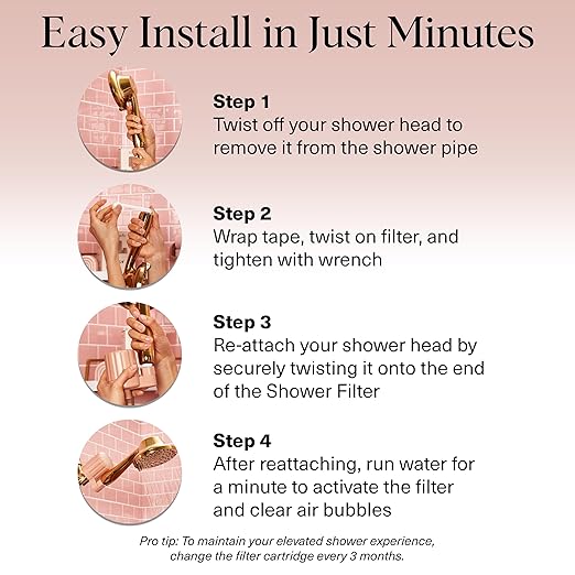 Kitsch Shower Head Filter For Hard Water – Water Softener & Removes Heavy Metals – Shower Filter Softer Skin & Hair, Bathroom Accessories - Terracotta