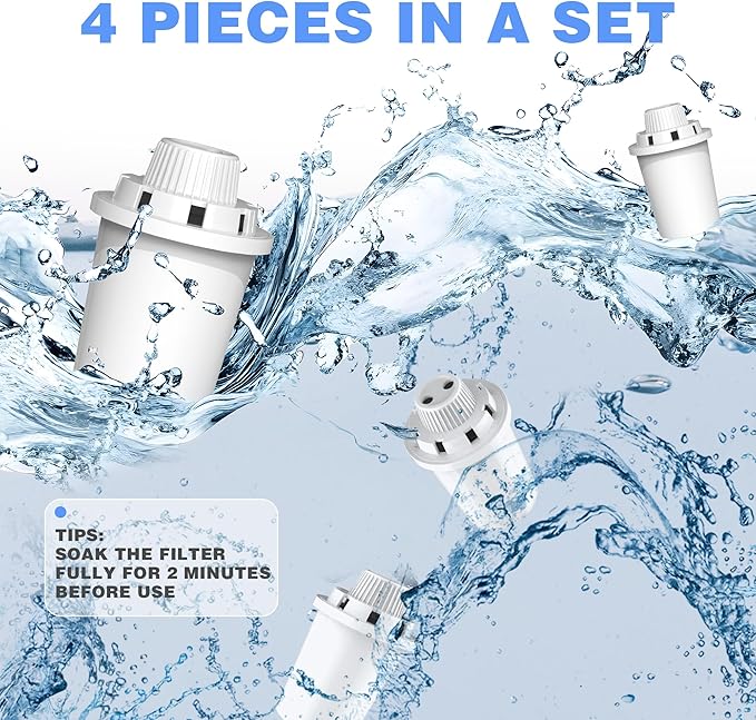 Replacement Filter for Lesotc Lage Dog Water Fountain, 4 Pack Water Filter for Stainless Steel Pet Fountain for Large Dogs- Vertical Filtration for D2223,D2322,D2341,D2419 Lasts Two Months