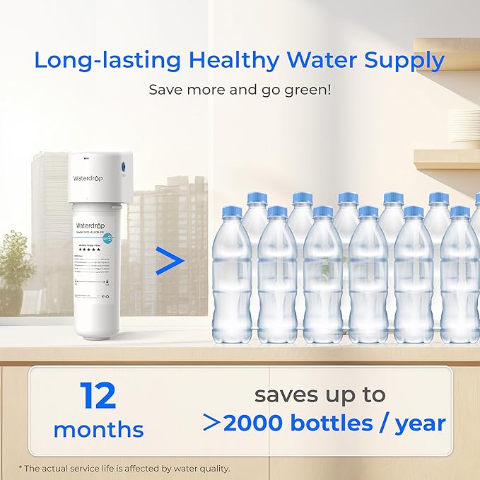 Waterdrop Alkaline Water Filter System for Sink WD-ALK16, Mineralizing Water to 9.5 pH, NSF/ANSI 372 Certified, Compatible with Reverse Osmosis Systems, Under Sink Installation