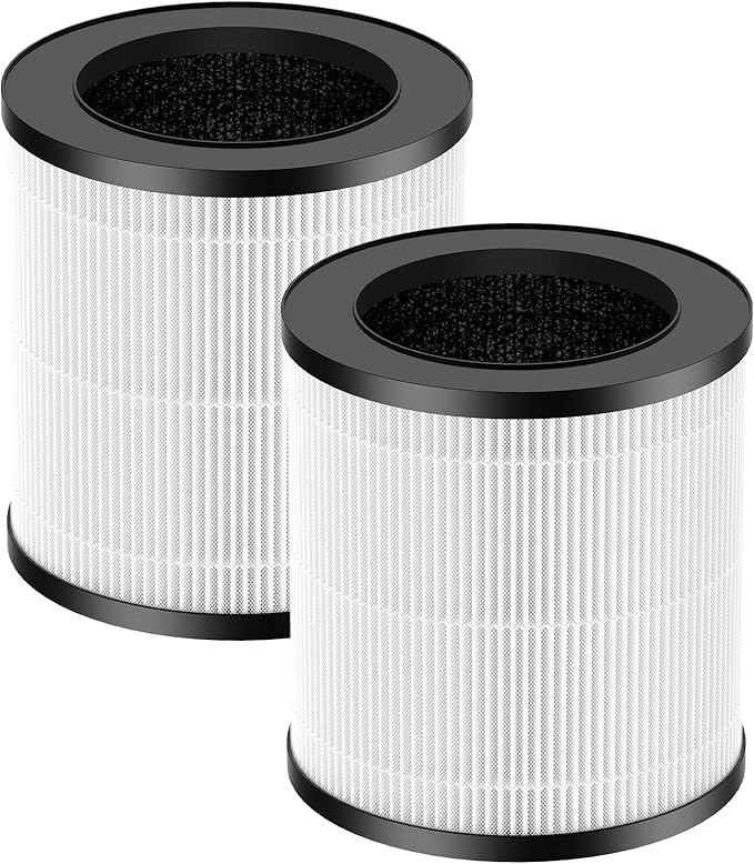 2 Pack KJ067L Air Filter Replacements Compatible with MOOKA KJ067L Air Purifier for Bedroom Home, 3-in-1 High-Efficiency Filtration for Wildfire Pet Dander Smoke Odor Dust