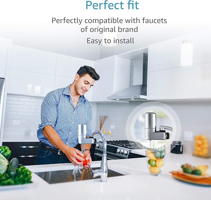 AQUA CREST Faucet Water Filter, Replacement for Brita® Filter, Brita® 36311 On Tap Water Filtration System, FR-200, FF-100, 100 Gallons, Chrome (3 Packs)