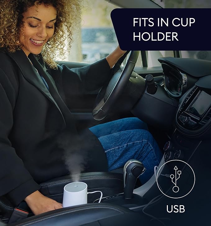 GENIANI Portable Cool Mist Humidifiers for Bedroom & Office - Ultrasonic Humidifier for Home, Baby, Small Room with Auto Shut Off, 250ML Easy to Clean Water Tank