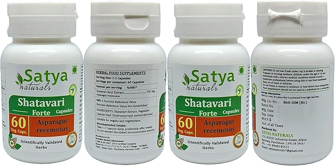 Generic Capsule Shatavari Forte (Asparagus racemosus) Capsules, Pack of 60 x 500 mg. Veg. Capsules (Set of 4)