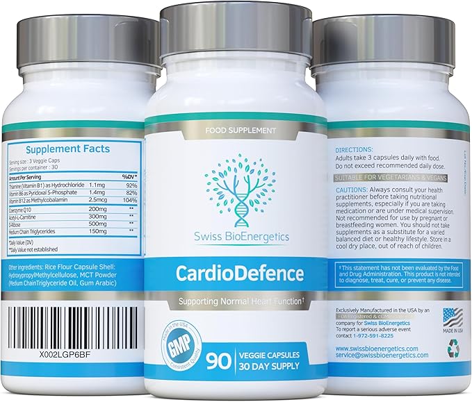 CardioDefence – 90 Capsules – a precise balance of CoQ10, D-Ribose, Acetyl L-Carnitine, B Vitamins and MCT to contribute to the normal function of the heart and reduce tiredness and fatigue