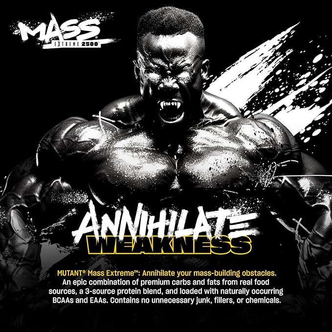 Mutant Mass Extreme Gainer – Whey Protein Powder – Build Muscle Size and Strength – High Density Clean Calories (Cookies and Cream, 6 lbs)