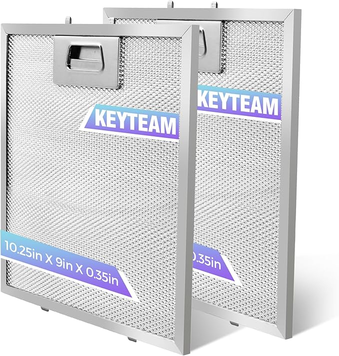 2 Pack-S97018029 Range Hood Filter Replacement, Upgraded Stainless steel frame and Locking clips,5-Layer Aluminum Mesh Hood Vent Grease Filter for Broan B5 Series, Alternative 1932913, 9"x10.25"x0.35"