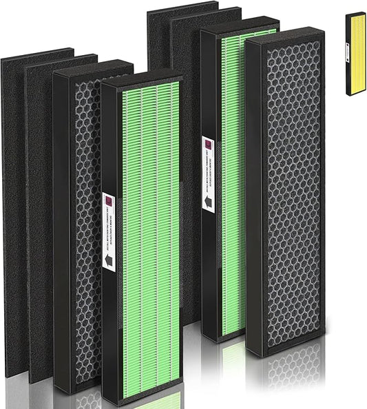 [Upgraded] FLT5000 Filter C Replacement Compatible with Guardian FLT5000 Filter Replace AC5000E AC5250PT AC5300B AC5350B AC5350W CDAP5500BCA and More, 4X H13 HEPA with Carb0n+4X Pre-Filters